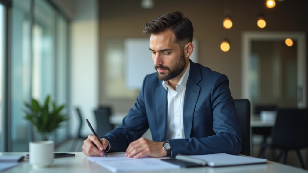 Personne en réunion professionnelle, visage concentré, prise de notes lors d'une discussion d'équipe